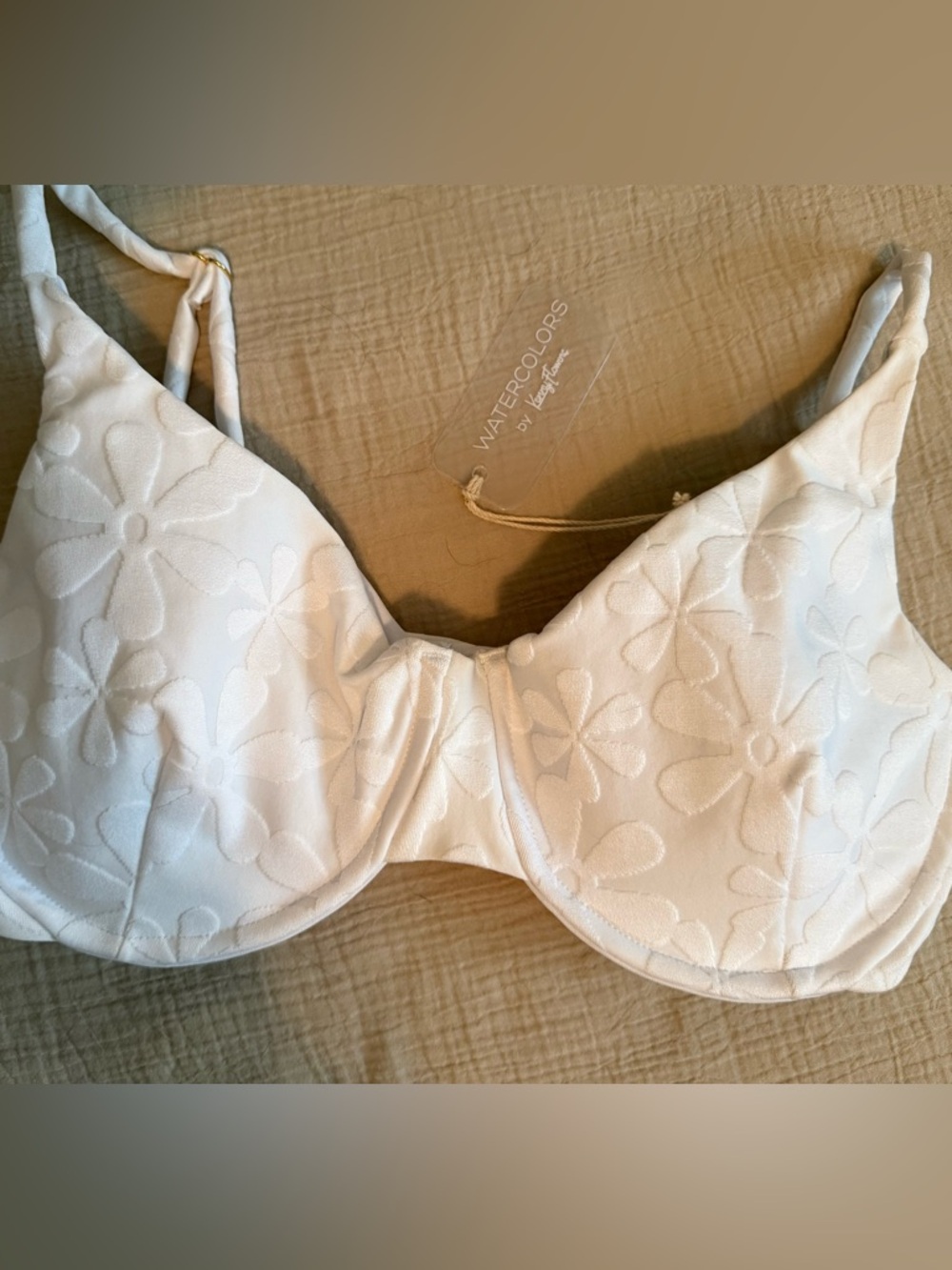 Bikini Watercolors by Kenny Flowers White Embossed Floral Underwire 2 piece